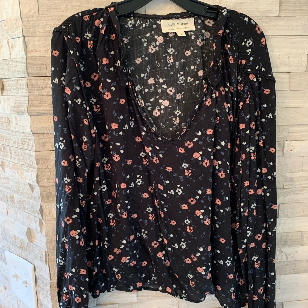 Black floral blouse
